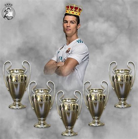 Cristiano Ronaldo As King Of 5 European Champion League Trophies