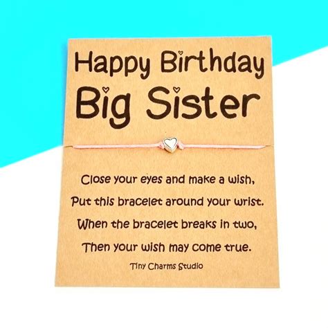 Happy Birthday Big Sister Wish Bracelet Birthday Wish Etsy Australia
