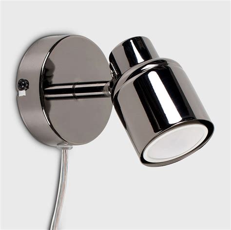 Plug In Wall Light Black Chrome Plug In Spotlight With In Line Etsy