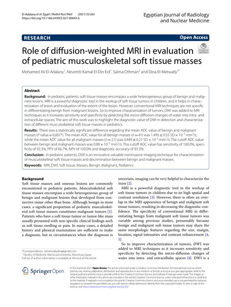 Pdf Role Of Diffusion Weighted Mri In Evaluation Of Pediatric