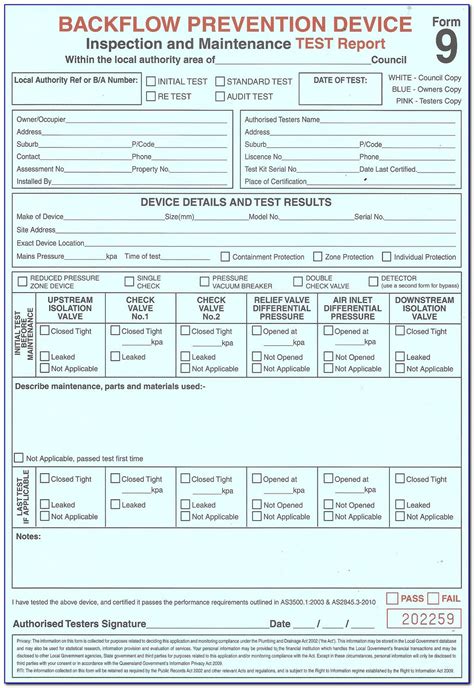 A backflow prevention test will ensure your drinking water is not being contaminated by dirty water flowing back backflow can be prevented using a few methods. Backflow Prevention Test Report Form - Form : Resume ...