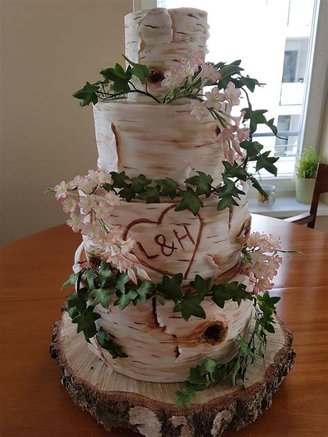 Birch Bark Wedding Cake Decorated Cake By Zuckerpuppe Cakesdecor