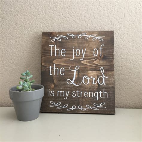 Rustic Wooden Sign The Joy Of The Lord Is My Strength