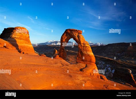 Delicate Arch At Sunset Arches National Park Southern Utah Usa Stock