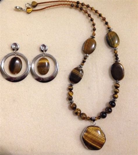 Tiger Eye Necklace And Earring Set Tiger Eye Jewelry Necklace