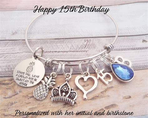 Any gift that relates to this life event is likely to be well received. Girl's 15th Birthday Charm Bracelet, Gift for 15th ...