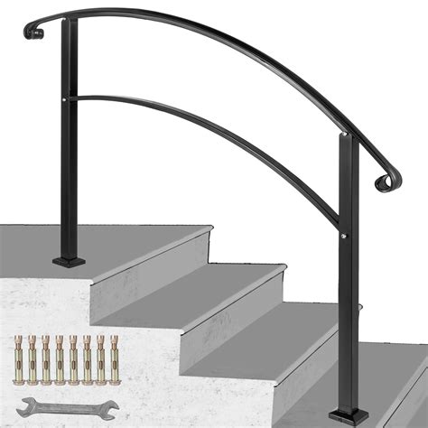 Vevor 4 Step Adjustable Handrail Fits 1 Or 4 Steps Stair Rail Wrought