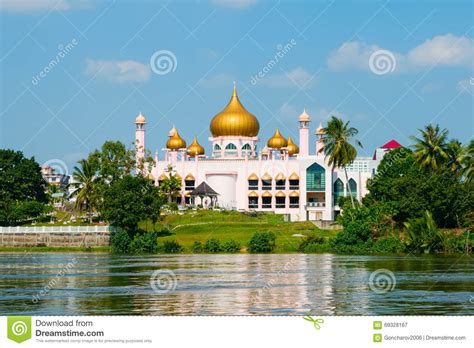 The warmest month is typically. Pink Mosque In Kuching (Borneo, Malaysia) Stock Photo ...