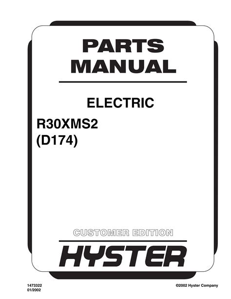 Hyster D174 R30xms2 Forklift Parts Manual By Repair Manual Download