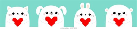Happy Valentines Day White Dog Puppy Stock Illustration 1345805738