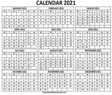 No grid lines and shaded weekends. 2021 Calendar - 12 months calendar on one page - Free Printable Calendar