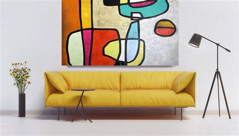 Vibrant Colorful Mid Century Modern Abstract 0 14 Contemporary Oil On