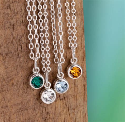 April Birthstone Necklace With 16 18 Sterling Silver Chain