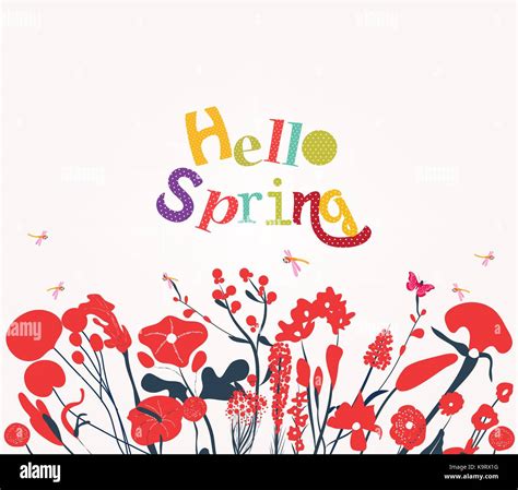 Hello Spring Postcard Stock Vector Image And Art Alamy