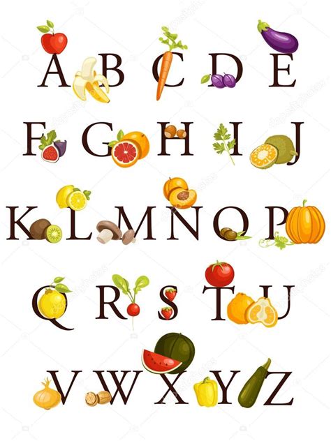 Alfabeto De Frutas E Produtos Hortícolas Imagem Vetorial De © Kariiika