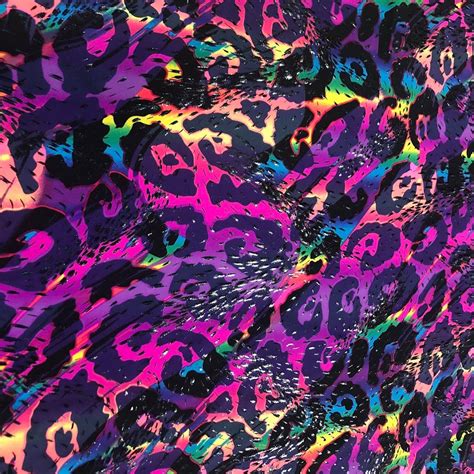 Neon Rainbow Leopard Print Spandex Fabric By The Yard Etsy
