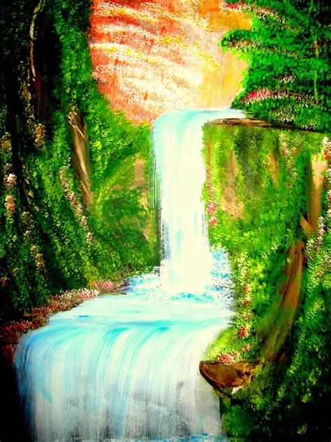 Buy Waterfall In Deep Forest Handmade Painting By Harshit Garg Code