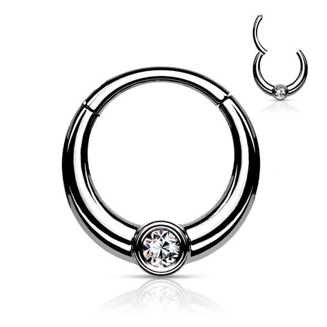 Centered Front Facing Cz Nose Septum Hinged Segment Hoop Rings Hoop Ring Septum Ear Tragus Ring