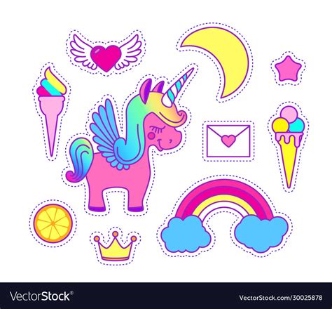 Unicorn Sticker Set Cute Children Collection Vector Image