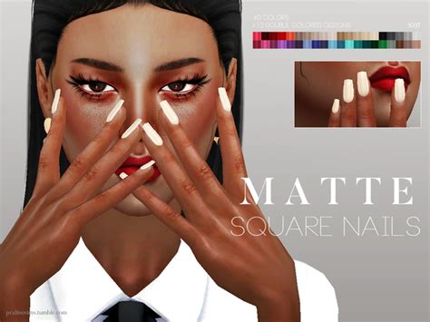 Matte Square Nails N07 By Pralinesims At Tsr Sims 4 Updates