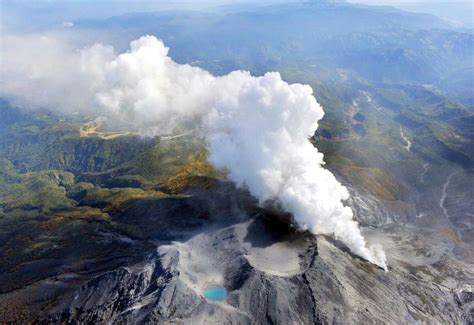 Volcanic Gases And Ash Billow From The Peak Crater Of Mount Ontake In Central Japan In