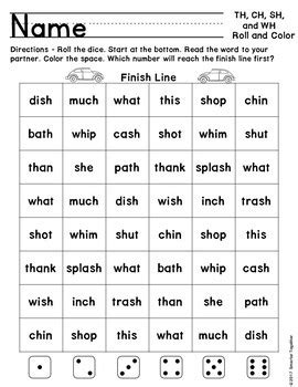 Consonant Digraphs SH TH WH CH Worksheets By Smarter Together