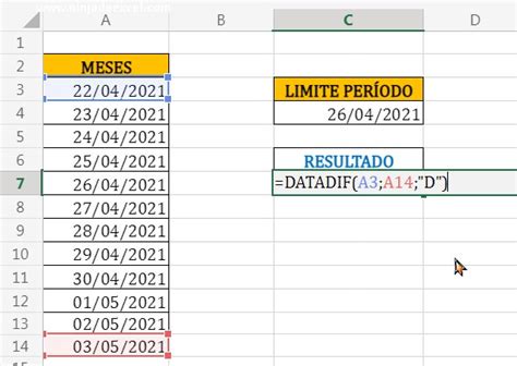 Como Usar a Função Datadif para Limitar o Número de Dias no Excel Ninja do Excel