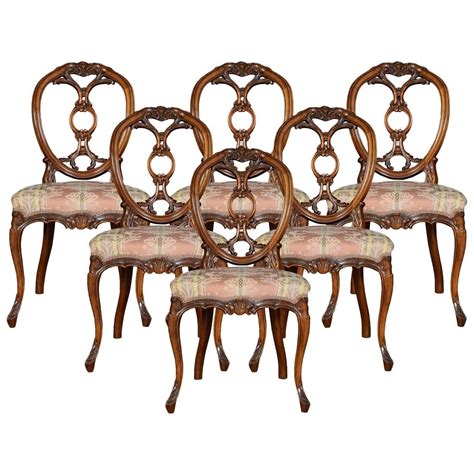 Set Of Six Victorian Walnut Dining Room Chairs Walnut