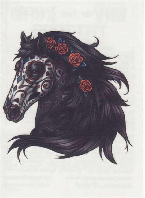 Day Of The Dead Horse Roses Temporary Tattoo Made In The Usa In Health