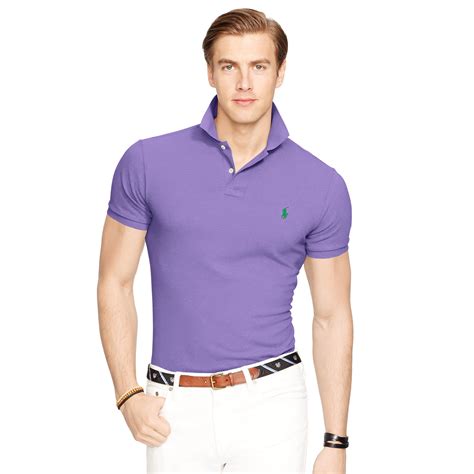 Polo Ralph Lauren Slim Fit Mesh Polo Shirt In Purple For Men Lyst