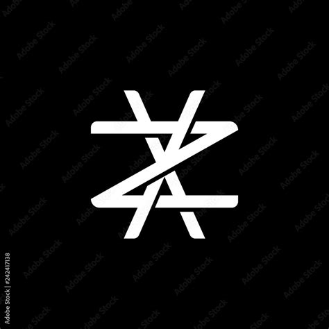 Initial Letter Z And X Zx Xz Overlapping Interlock Monogram Logo White Color On Black