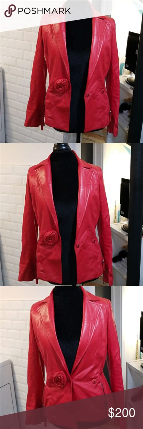 Emanuel Ungaro Lambskin Leather Jacket Red Leather Jacket With Bow