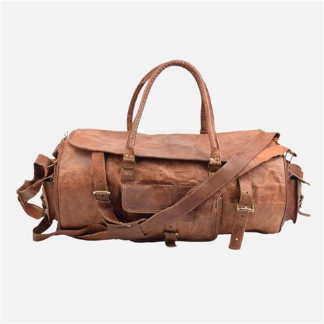 Vintage Leather Weekend Travel Duffle Bag