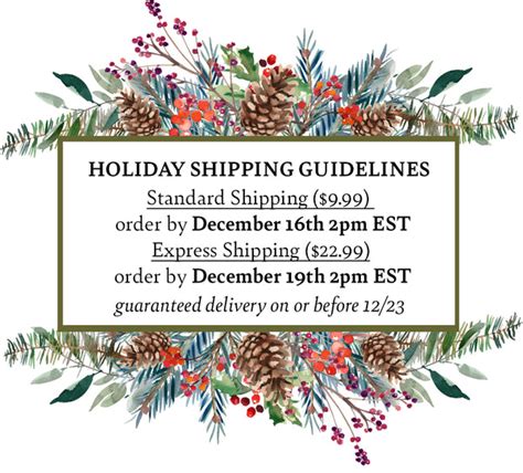 Holiday Shipping Guidelines Elizabeth Cotton