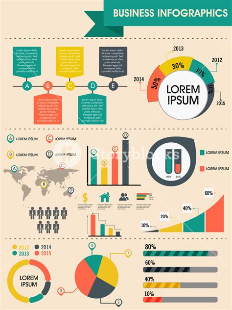 Colorful Different Infographics Elements Showing Business Growth