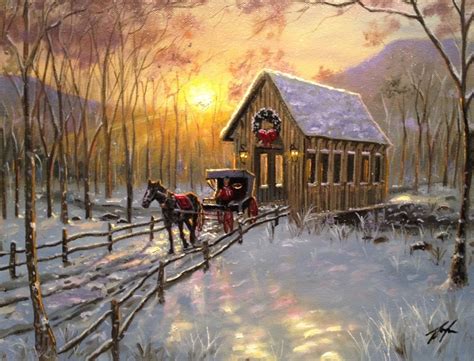 Early Snow Bridge Painting Winter Decor Covered Bridges