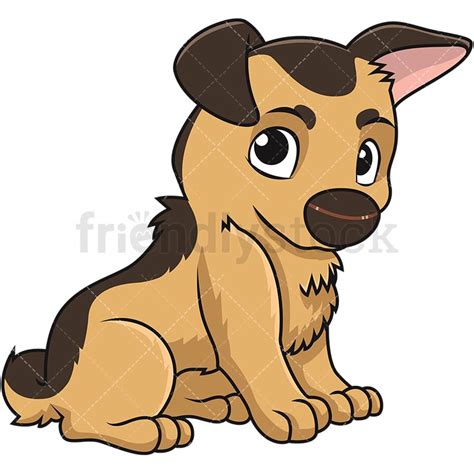 Cute German Shepherd Puppy Cartoon Vector Clipart Friendlystock
