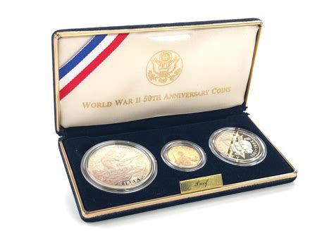 Bid Now 1991 1995 Wwii 50th Anniversary 3 Coin Proof Set W Gold