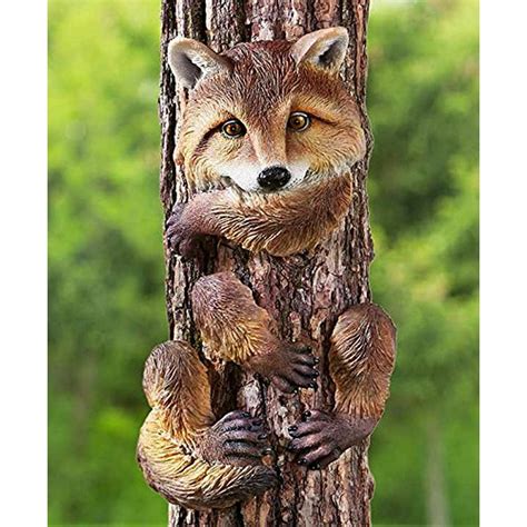 Whimsical Animal Tree Hugger Outdoor Decor Yard Garden Decoration Fox