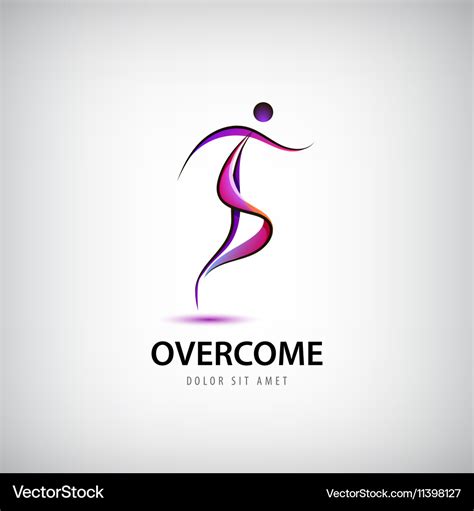 Abstract Overcome Logo Man Running Moving Vector Image