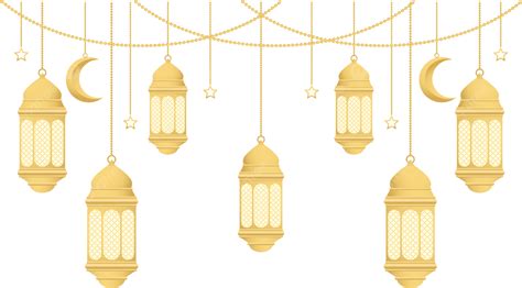 Gambar Tanglung Gantung Islam Emas Dengan Bintang Dan Bulan Vektor