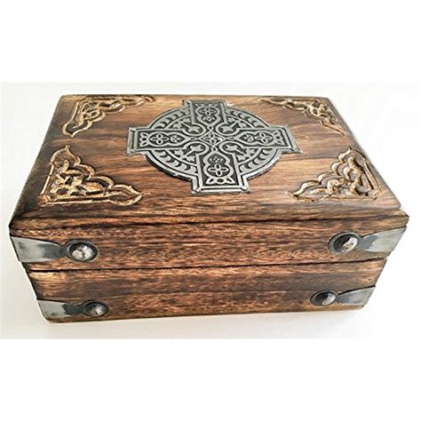 Shop with afterpay on eligible items. Wooden Carved Celtic Box W/Metal Cross-Trinket/Keepsake ...