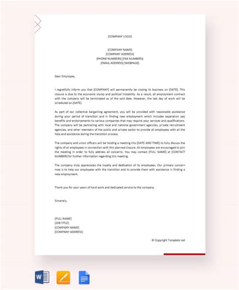 Sample Letter Of Closing Business