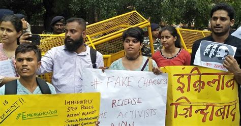 Activists Protest In Front Of Maharashtra Sadan New Delhi Against Arrests Raids