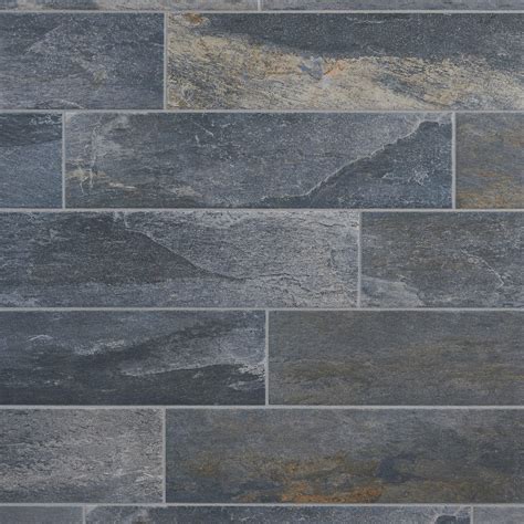 Modern bathroom with corner shower. Meridian Slate Gray Porcelain Tile | Gray porcelain tile ...