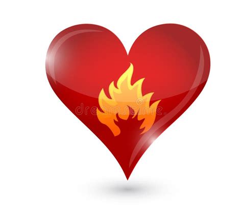 Passion Burning Heart And Fire Illustration Stock Illustration