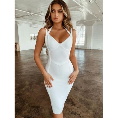 Bandage Dresses Women Sexy White Dress Bandage Spandex Halter Red White Bandage Dresses Women