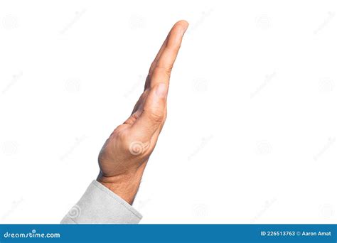 Hand Of Caucasian Young Man Showing Fingers Over Isolated White