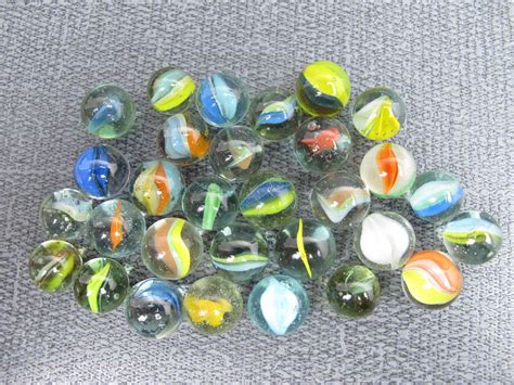 Vintage Collection Of 30 Glass Marbles Lovely Small Clear Etsy