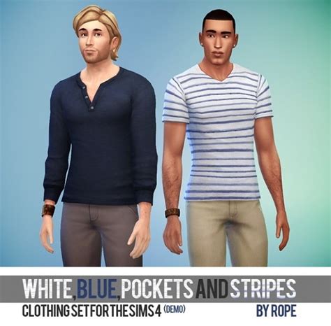 White Blue Pockets And Stripes 8 Tops By Rope At Simsontherope Sims